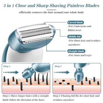 Akunbem Electric Razors for Women for Legs Bikini Trimmer Electric Shaver for Women Underarm Public ...