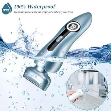 Akunbem Electric Razors for Women for Legs Bikini Trimmer Electric Shaver for Women Underarm Public Hairs Rechargeable Womens Shaver Wet Dry Use Painless Cordless with Detachable Head (Blue)