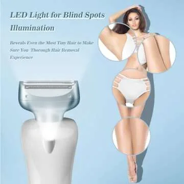 Akunbem Electric Razors for Women for Legs Bikini Trimmer Electric Shaver for Women Underarm Public Hairs Rechargeable Womens Shaver Wet Dry Use Painless Cordless with Detachable Head (Blue)