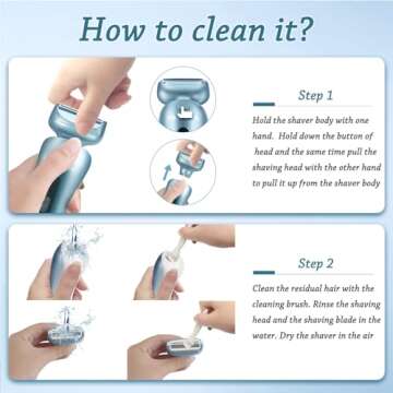 Akunbem Electric Razors for Women for Legs Bikini Trimmer Electric Shaver for Women Underarm Public Hairs Rechargeable Womens Shaver Wet Dry Use Painless Cordless with Detachable Head (Blue)