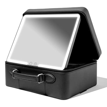 Vanity Planet Baia Black Makeup Bag with LED Mirror