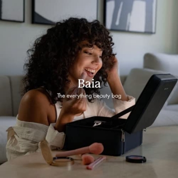 Vanity Planet Baia Black Makeup Bag with LED Mirror