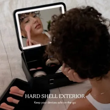 Vanity Planet Baia Black Makeup Bag with LED Mirror