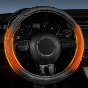Heated Steering Wheel Cover – WARMITORY PU Leather 12V Quick Heating Car Hand Warmer, Anti-Slip, U...