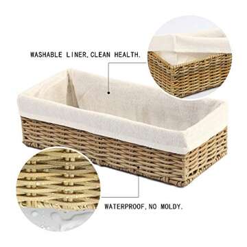 HOSROOME Bathroom Wicker Baskets for Organizing Toilet Paper Basket Storage Basket for Toilet Tank Top Decorative Basket for Closet, Bedroom, Bathroom, Entryway, Office(Set of 2,Beige)