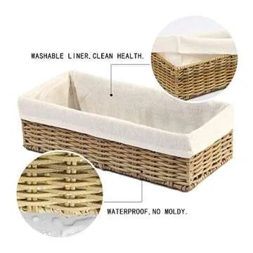 HOSROOME Bathroom Wicker Baskets for Organizing Toilet Paper Basket Storage Basket for Toilet Tank Top Decorative Basket for Closet, Bedroom, Bathroom, Entryway, Office(Set of 2,Beige)
