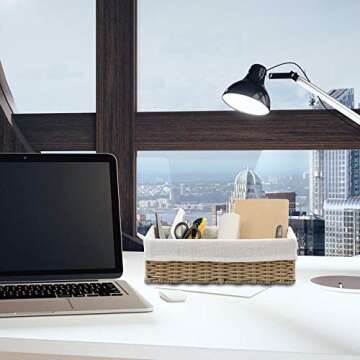 HOSROOME Bathroom Wicker Baskets for Organizing Toilet Paper Basket Storage Basket for Toilet Tank Top Decorative Basket for Closet, Bedroom, Bathroom, Entryway, Office(Set of 2,Beige)