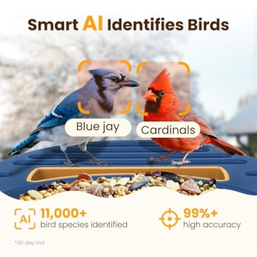 Smart Bird Feeder with Camera - AI Identification, HD Video, and Solar Powered Outdoor Design