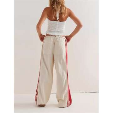 Mylleure Women Y2K Side Striped Wide-Leg Track Pants