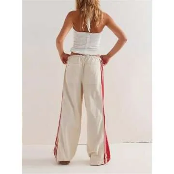 Mylleure Women Y2K Side Striped Wide-Leg Track Pants