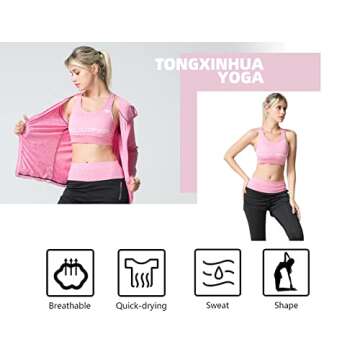 5 piece Workout Outfits Set for Women Sportswear Training Wear for Doing Yoga, Dancing, Fitness(pink-L)