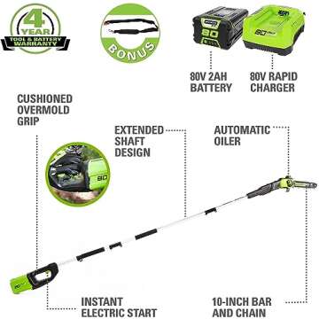 Greenworks 80V 10" Cordless Polesaw for Efficient Pruning and Trimming