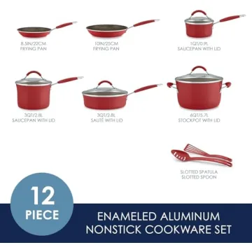 Rachael Ray Nonstick Cookware Set in Cranberry Red - 12 Piece