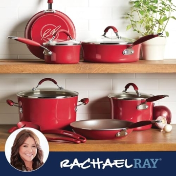 Rachael Ray Nonstick Cookware Set in Cranberry Red - 12 Piece