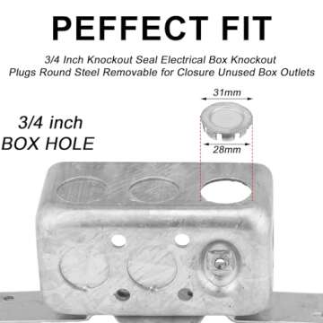 Yaocom 12 Pcs Knockout Seal Electrical Box Knockout Plugs Round Steel Removable Seal Various Sizes f...