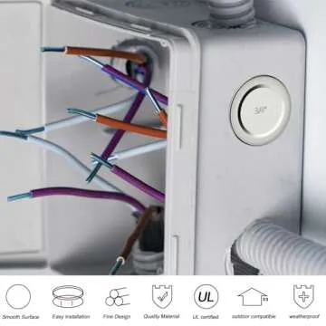 Yaocom 12 Pcs Knockout Seal Electrical Box Knockout Plugs Round Steel Removable Seal Various Sizes for Closure Unused Box Outlets, Compatible with Size of The Conduit Pipe(3/4 Inch)