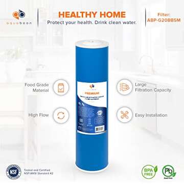 Aquaboon 5 Micron 20 x 4.5 Premium GAC Filter - Granular Activated Carbon Water Filter Cartridge Replacement Compatible with EP20-BB, FC25B, 2 Pack