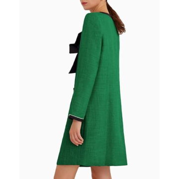 Elegant Women's Tweed Bow Mini Dress for Work