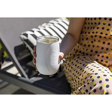 Vinglacé Stainless Steel Stemless Wine Glass - Insulated Wine Tumbler Design with Glass Insert and ...