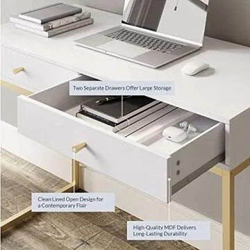 BELLEZE Modern Makeup Vanity and Computer Desk - 42 Inch