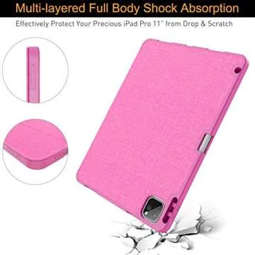 Soke for iPad Pro 11 Case 2020 & 2018 with Pencil Holder - [Full Body Protection + Apple Pencil Charging + Auto Wake/Sleep], Soft TPU Back Cover for 2020 iPad Pro 11 inch(Hot Pink)