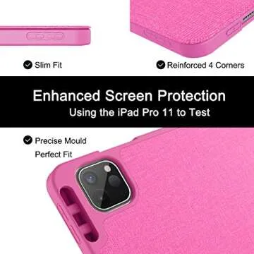 Soke for iPad Pro 11 Case 2020 & 2018 with Pencil Holder - [Full Body Protection + Apple Pencil Charging + Auto Wake/Sleep], Soft TPU Back Cover for 2020 iPad Pro 11 inch(Hot Pink)