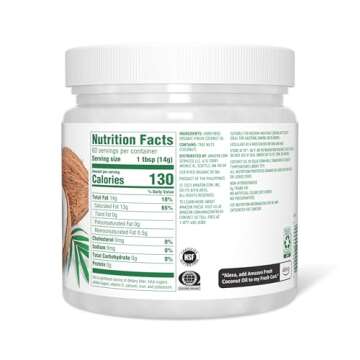 Amazon Fresh, Organic Virgin Coconut Oil, 30 Fl Oz (Previously Happy Belly, Packaging May Vary)