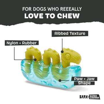 Barkbox Dogness Monster Super Chewer Dog Chew Toy - Tough Dental Stimulating Toy for Aggressive Chew...