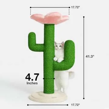 VETRESKA 41.3" Cat Scratching Post with Bed, Tall Cat Scratch Post for Indoor Cats, 2-in-1 Cat Tree ...