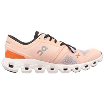 On Women's Cloud X 3 Sneakers, Rose/Sand, Pink, 8.5 Medium US