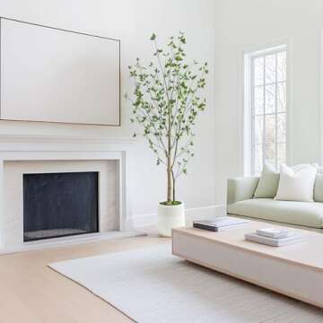 Bellacat 6ft Minimalist Artificial Citrus Tree with Large Exquisite Planter, 72in Faux Citrus Tree with Realistic Leaves, Faux Tree Indoor Outdoor for Home Office Living Room Bedroom Porch Decor.