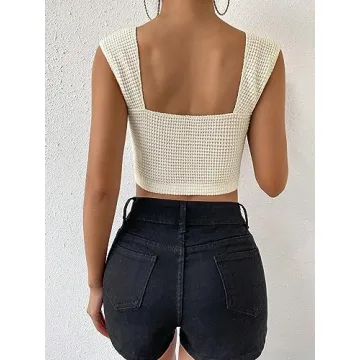 MakeMeChic Women's Sweetheart Neck Crop Summer Tank Top
