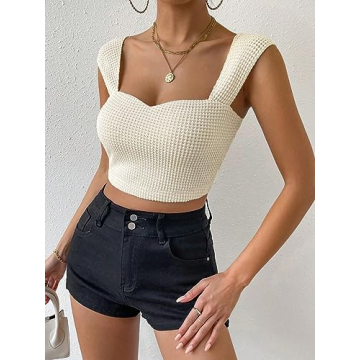 MakeMeChic Women's Sweetheart Neck Crop Summer Tank Top