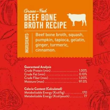 Stella & Chewy's Bountiful Bone Broth Grass-Fed Beef Recipe Meal Topper for Dogs, 16 Oz. Resealable Pouch