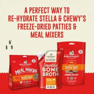 Stella & Chewy's Bountiful Bone Broth Grass-Fed Beef Recipe Meal Topper for Dogs, 16 Oz. Resealable Pouch