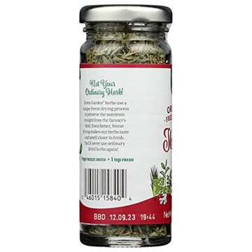 Green Garden Freeze-Dried Organic Thyme - Freeze Dried Organic Thyme Leaves and Thyme Sticks, Thyme Seasoning, Freeze Dried Leaf Thyme Fresh, Gluten Free, USDA Organic, Vegan - 0.26 Oz