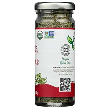 Green Garden Freeze-Dried Organic Thyme - Freeze Dried Organic Thyme Leaves and Thyme Sticks, Thyme Seasoning, Freeze Dried Leaf Thyme Fresh, Gluten Free, USDA Organic, Vegan - 0.26 Oz