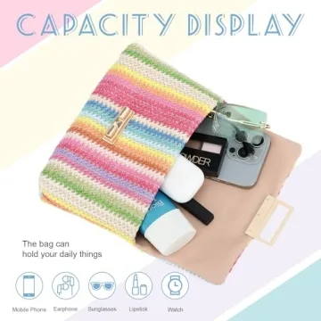 Oweisong Summer Straw Purse Lightweight and Colorful
