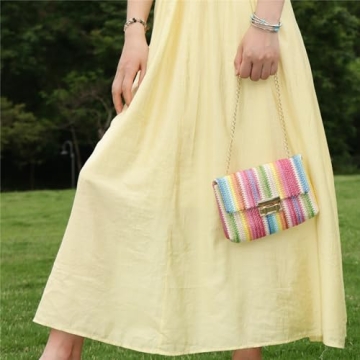 Oweisong Summer Straw Purse Lightweight and Colorful