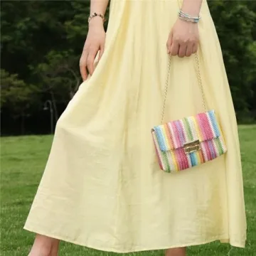 Oweisong Summer Straw Purse Lightweight and Colorful