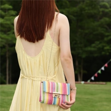Oweisong Summer Straw Purse Lightweight and Colorful