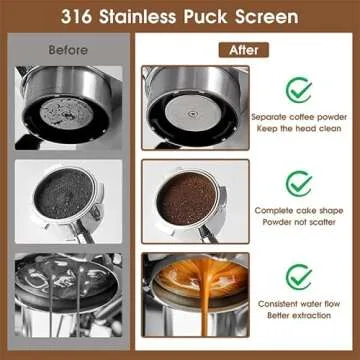 Reoszeank 51mm Espresso Accessories Kit, WDT Tool, Dosing Funnel and Puck Screen Set, 316 Stainless Steel Needle Coffee Distribution Stirrer, Portafilter Dosing Ring for Barista 51 mm