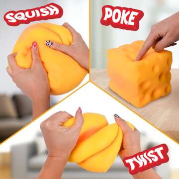 Giggle Zone Squeeze Cheese - Extra Large Squishy Cheese Block | Gag Gifts Funny Adult | 4.25 Inch Gi...