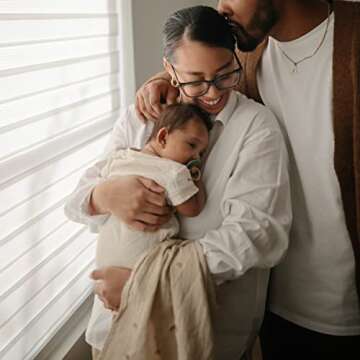 mushie Muslin Baby Swaddle Blanket | 100% Organic Cotton (Rainbows)