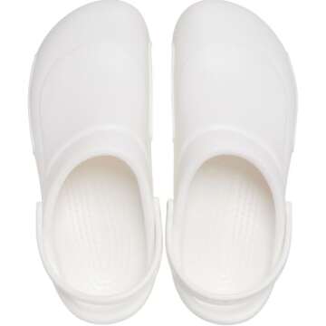 Crocs Unisex-Adult Bistro Clogs, Slip Resistant Work Shoes, White, 10 Women/8 Men