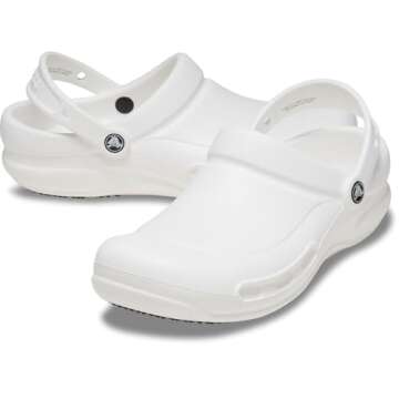 Crocs Unisex-Adult Bistro Clogs, Slip Resistant Work Shoes, White, 10 Women/8 Men