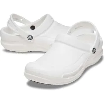 Crocs Unisex-Adult Bistro Clogs, Slip Resistant Work Shoes, White, 10 Women/8 Men
