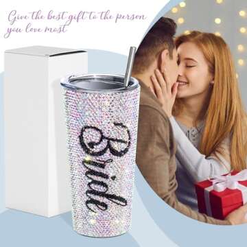 Elegant Vesici Bling Bride Tumbler 20 oz for Weddings