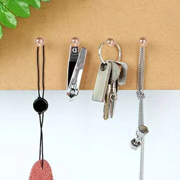 HAOTOOL 200PCS Push Pins, Premium Map Thumb Tacks, 1/3 Inch Transparent Plastic Round Head and Pins Rose Gold Steel Point for Cork Board, Fabric Marking, Photo Wall, Home, School and Office