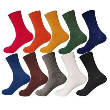 CHUNG Men Coloured Cotton Socks Unisex Novelty Solid Dress Sox Colorful Fashion Fun 6-13 Casual Crew...